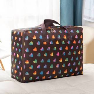 👉 Opbergtas active Oxford Doek Quilt Vochtbestendige&Waterdichte Rits Draagbare Bewegende Bagage Tas, Specificatie: 70x50x30cm (Koffie Hart)