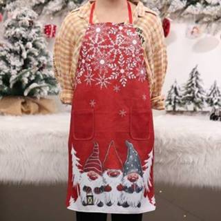 👉 Schort rood linnen active senioren Kerst Home Decoratieve Gezichtsloze Ouderen Gedrukte (C706 Rood)