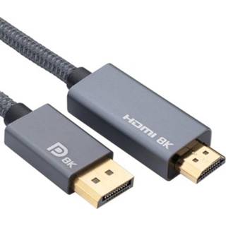 👉 DisplayPort active Male naar HDMI 8K 30Hz HD gevlochten adapterkabel, kabellengte: 2m