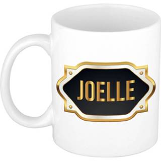 👉 Beker gouden keramiek multikleur Naam Cadeau Mok / Joelle Met Embleem 300 Ml - Mokken 8720576163955