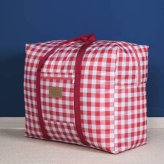 👉 Opbergtas rood active Oxford Doek Wasbare Stofdichte Quilt Reizen Bewegende Draagbare Opbergtas, Specificatie: 43x33x18cm (Rood Plaid)