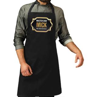 👉 Schort active zwart Naam cadeau master chef Mick - keukenschort