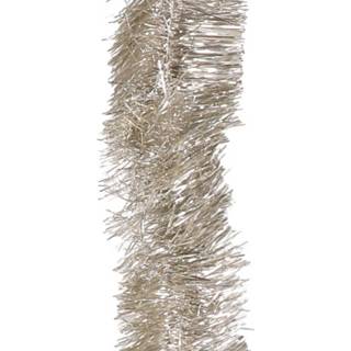 👉 Kerstboom parel 1x Kerst Lametta Guirlandes Licht Parel/champagne 270 Cm Versiering/decoratie - Kerstslingers 8719538911697