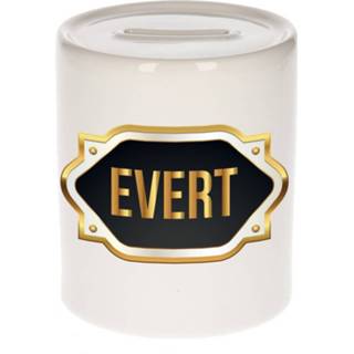 👉 Spaarpot gouden keramiek multikleur Naam Cadeau Evert Met Embleem - Spaarpotten 8720276922876