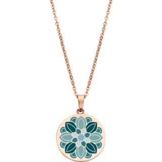 👉 Halsketting groen blauw One Size no color CO88 Collection Majestic 8CN 26123 Stalen Collier met Hanger - Bloem Lengte 40 + 5 cm Roségoudkleurig / 8720088324332