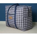 👉 Opbergtas active Oxford Doek Wasbare Stofdichte Quilt Reizen Bewegende Draagbare Opbergtas, Specificatie: 43x33x18cm (Navy Plaid)