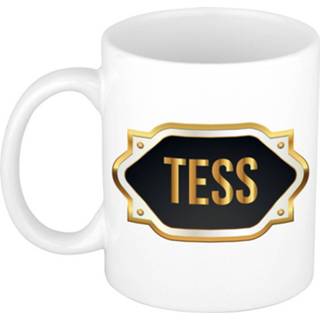 👉 Beker gouden keramiek multikleur Naam Cadeau Mok / Tess Met Embleem 300 Ml - Mokken 8720576171554