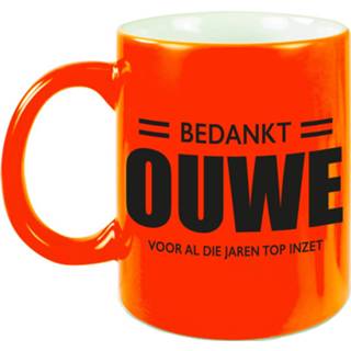 👉 Beker oranje keramiek Bedankt Ouwe Voor De Top Inzet Pensioen Mok / Neon Afscheidscadeau 330 Ml - Feest Mokken 8720276877466