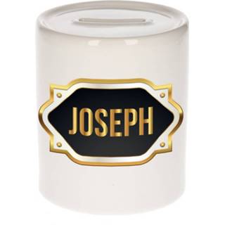 👉 Spaarpot gouden keramiek multikleur Naam Cadeau Joseph Met Embleem - Spaarpotten 8720276923941