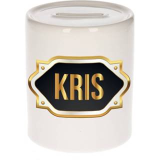 👉 Spaarpot gouden keramiek multikleur Naam Cadeau Kris Met Embleem - Spaarpotten 8720276924122