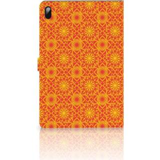 👉 Tablethoes oranje Samsung Galaxy Tab S7 FE Tablet Hoes Batik 8720632095770