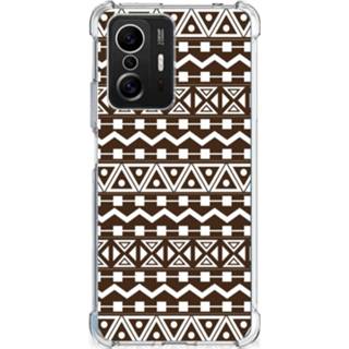 👉 Bruin silicone Xiaomi 11T | Pro Doorzichtige Hoesje Aztec Brown 8720632082879