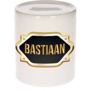 👉 Spaarpot gouden keramiek multikleur Naam Cadeau Bastiaan Met Embleem - Spaarpotten 8720276921688