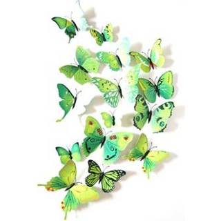 👉 Groen 3D Decoratief DIY Vlinders Muurstickerset - 5712580062273