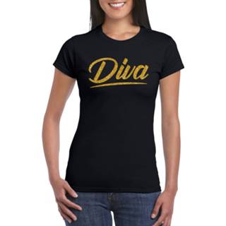 👉 Shirt goud active vrouwen zwart Bitch tekst t-shirt dames - Glitter en Glamour party kleding