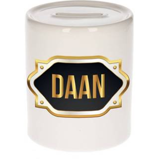 Spaarpot gouden keramiek multikleur Naam Cadeau Daan Met Embleem - Spaarpotten 8720276922463