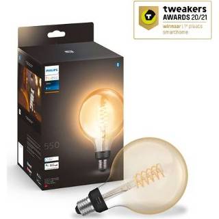 👉 Wit Philips Hue filamentlamp globe G125 LED warm licht E27 8719514279131