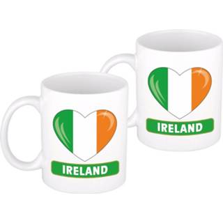 👉 Vlag keramiek multikleur 2x Stuks Hartje Ierland Mok / Beker 300 Ml - Feest Mokken 8720576295427