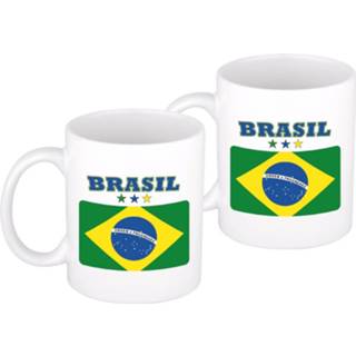 👉 Vlag keramiek multikleur 2x Stuks Mok Braziliaanse 300 Ml - Feest Mokken 8720576295311