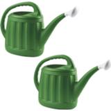 👉 Gieter groen kunststof Set Van 2x Stuks Tuinplanten 3.7 Liter - Gieters 8720576217764