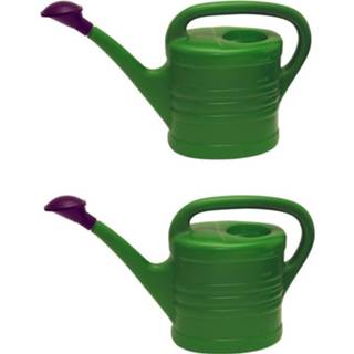 👉 Gieter groen kunststof One Size 2x 5 liter inclusief broeskop - tuinbewatering 8720276880831
