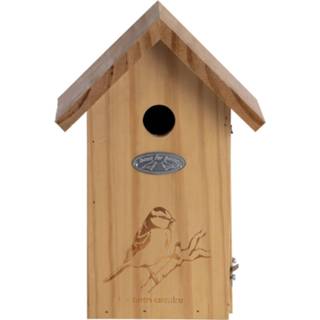 👉 Vogelhuisje hout bruin Vogelhuisje/nestkastje Pimpelmees Silhouet 26 Cm - Vogelhuisjes 8720276066013