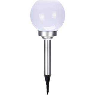 Buitenlamp One Size zilver Set van 3x stuks solar tuinlampen/prikspots bol op zonne-energie 15 cm - Prikspots tuinverlichting 8720576146743