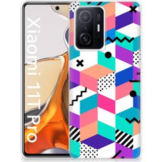 👉 Houten blok Xiaomi 11T | Pro TPU Hoesje Blokken Kleurrijk 8720632829931