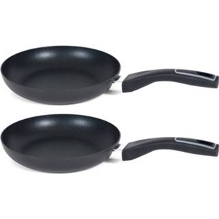 👉 Koekenpan zwarte aluminium One Size zwart Set van 2x stuks kleine koekenpannen Gusto met anti-aanbak laag 20 cm - Hapjespannen 8720276686563