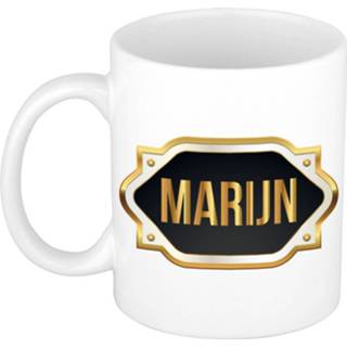 👉 Beker gouden keramiek multikleur Naam Cadeau Mok / Marijn Met Embleem 300 Ml - Mokken 8720276906869