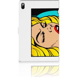 👉 Tablethoes Samsung Galaxy Tab S7 FE Tablet Hoes met standaard Popart Oh Yes 8720632470737