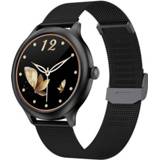 👉 Smartwatch goud active zwart DK19 1,28 inch kleurenscherm smartwatch, IP68 waterdicht, stalen horlogeband, ondersteuning voor hartslagbewaking/bloeddrukbewaking/bloedzuurstofbewaking/slaapbewaking/menstruatiecyclus intelligent voorspellen (zwart)