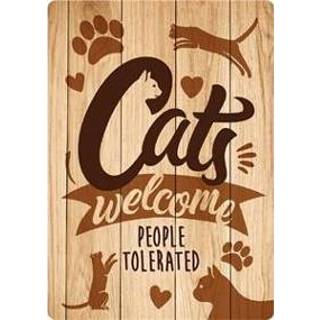 👉 Waakbord blik pakket kat Plenty gifts cats welcome people tolerated 21X15 CM 8717127447213