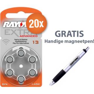 👉 Gehoorapparaat oranje Voordeelpak Rayovac batterijen - Type 13 (oranje) 20 x 6 stuks + gratis magnetische batterijpen 8719323439313