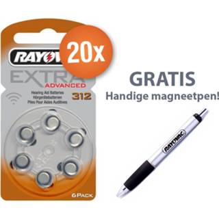 👉 Gehoorapparaat bruin Voordeelpak Rayovac batterijen - Type 312 (bruin) 20 x 6 stuks + gratis magnetische batterijpen 8719323439320