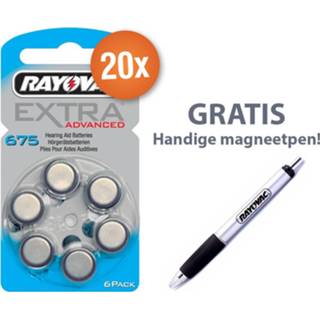 👉 Gehoorapparaat blauw Voordeelpak Rayovac batterijen - Type 675 (blauw) 20 x 6 stuks + gratis magnetische batterijpen 8719323439337