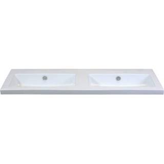 👉 Wastafel keramiek wit glans NewWave Djazz keramisch 121x45,5x4cm dubbel zkrg 10201050 8715891030938