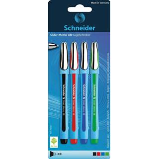 👉 Balpen stuks balpennen blauw Schneider Slider Memo XB, assorti, blister van 4 4004675067593