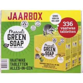 👉 Vaatwastablet donkergroen active Marcel's Green Soap Vaatwastabletten Grapefruit&Limoen Jaar Verpakking 336 stuks 8720254337173