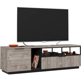 👉 Grijs antraciet eiken spaanplaat Tv-Meubel snapp 180 cm breed met