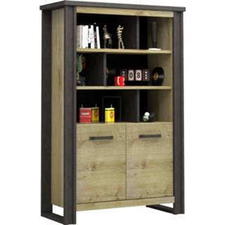 👉 Boekenkast antraciet eiken spaanplaat Baxter 180 cm hoog met