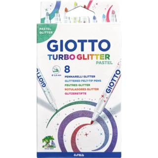 👉 Viltstift pastel stuks viltstiften Giotto Turbo glitter viltstiften, kartonnen etui met 8 stuks, kleuren 8000825008733