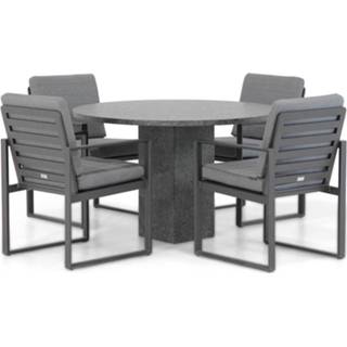 👉 Tuinset aluminium antracite grijs-antraciet dining sets Santika Zaga/Graniet rond 120 cm 5-delig 7423610091030