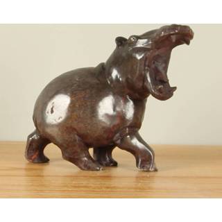 👉 Beeld uit Afrika Hippo, 16 cm