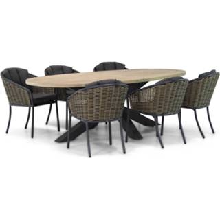 👉 Tuinset wicker dining sets taupe-naturel-bruin Rustic Grey Santika Tika/Brookline 240 cm ovaal 7-delig 7434228057066