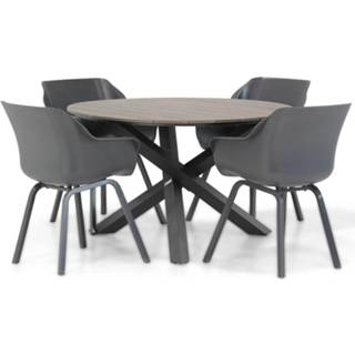 👉 Tuinset kunststof grijs-antraciet xerix dining sets Hartman Sophie element/Ancona 125 cm rond 5-delig 7434221517574