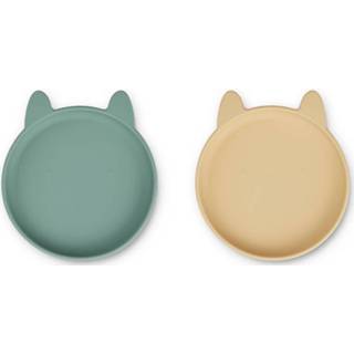 👉 Bord geel siliconen active Liewood Olivia 2-Pack - Rabbit Peppermint Wheat Yellow Mix 5713370464192