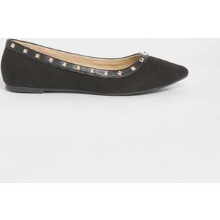 Brede Ballerina'S Met Studs En Puntneus, Black