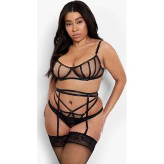 👉 Plus Lingerie Set Met Beha Met Beugel En Naaddetail, Black