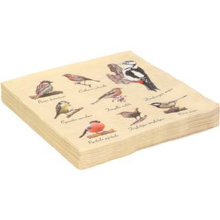 Papieren servet papier active multi 20x servetten met vogels print 33 x cm